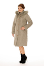 Женское пальто из текстиля с капюшоном, отделка песец 8010660