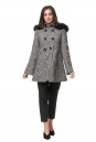 Женское пальто из текстиля с капюшоном, отделка песец 8012828-2