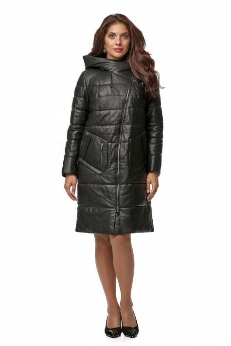 Женское кожаное пальто из натуральной кожи с капюшоном 8013009
