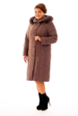 Женское пальто из текстиля с капюшоном, отделка песец 8015940