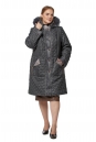 Женское пальто из текстиля с капюшоном, отделка песец 8019789